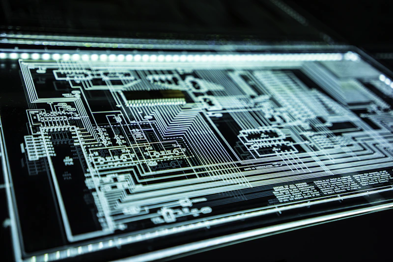 Textura tecnológica abstrata em tons frios representando capacidade de computação